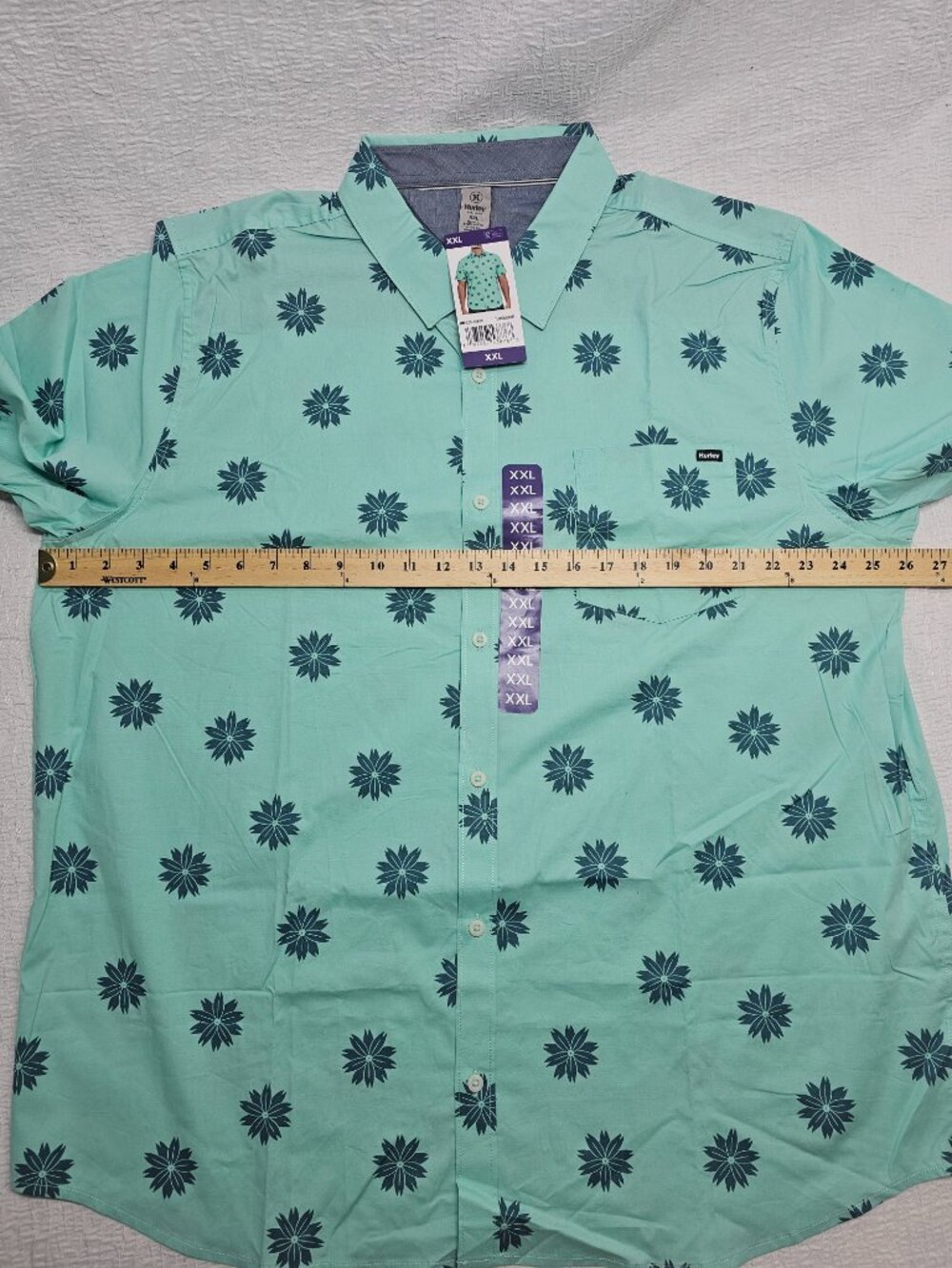 Hurley Men's Stretch Patio Printed Woven Short Sleeve Shirt Size XXL - Picture 7 of 8